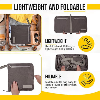 LEGEND 60L Foldable Duffle Bag for Travel - Packable Duffle Bags w/Shoe Compartment - Tear Resistant Collapsible Duffel Bags for Traveling - Lightweight Folding Duffel Bag for Men & Women -Chocolate