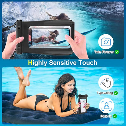 Large Waterproof Phone Pouch Floating, Universal Waterproof Phone Case for iPhone 15 Pro Max 14 Plus 13 12 11 Samsung up to 7.2'', IPX8 Water Proof Cellphone Dry Bag for Beach Pool Swimming Black