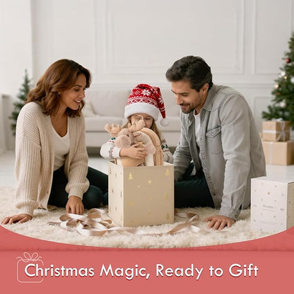 Moonkie Hug & Go™ Reindeer Toddler Backpack – Soft Plush Bag with Take-Along Toy for Kids Aged 2–4 | Ideal for Daycare | Travel & Birthday Gifts