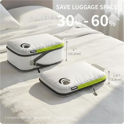 Cipway Compression Packing Cubes Set, Ultralight Expandable Travel Packing Organizers for Carry on Luggage (White 6pcs)