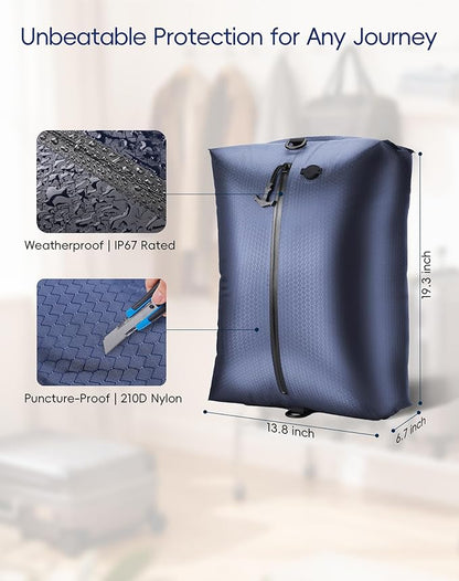 Travel Vacuum Bags with Wireless Pump, Reusable Vacuum Compression Bags for Suitcase, Space Saver for Luggage, Airtight & Waterproof, Perfect for Frequent Travelers & Business Trips (1-Pack)