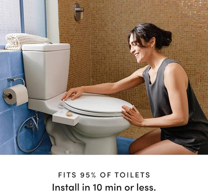 TUSHY Classic 3.0 Bidet Toilet Seat Attachment - A Non-Electric Self Cleaning Water Sprayer with Adjustable Water Pressure Nozzle, Angle Control & Easy Home Installation (Bamboo Knob)
