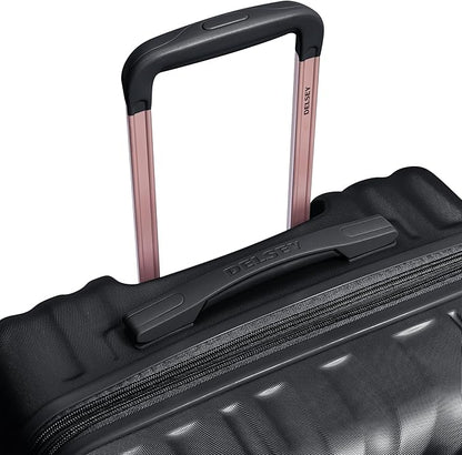 DELSEY PARIS Alexis Hardside 3-Piece Luggage Set, Expandable With 4 Spinner Wheels, Lightweight Suitcase, 21" Carry-On, 25" Checked Medium, 29" Checked Large, Black/Rose Gold