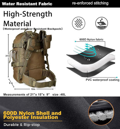 Tactical Backpack Military Army Daypack - Assault Pack for Men Molle Backpacks Bug Out Bag 3 Day Pack for Hiking Camping Travel Hunting Rucksack Trekking Green