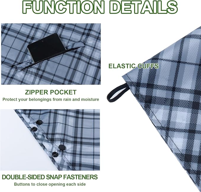 Hooded Rain Ponchos for Adult - Rain Coat and Rain Jacket with Waterproof Pocket and Zipper
