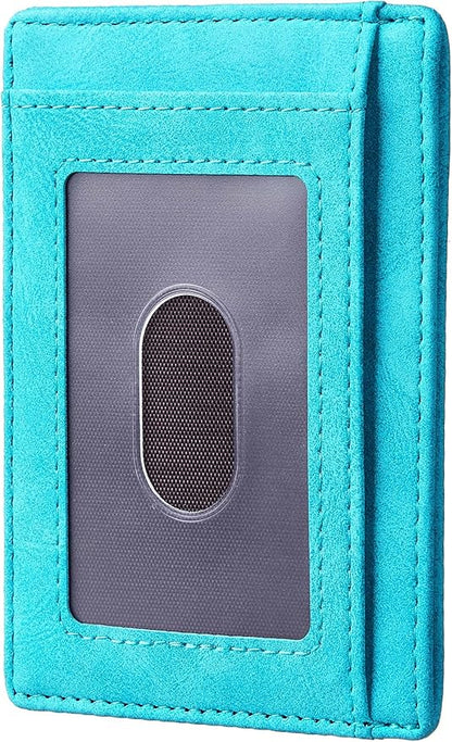 Travelambo Slim Wallet Front Pocket Minimalist Leather RFID Blocking Medium Size