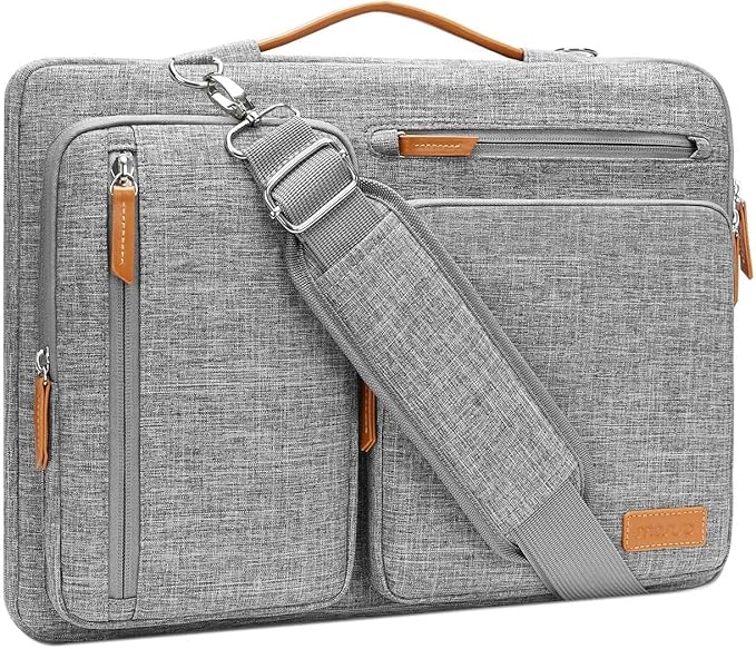 MOSISO 360 Protective Laptop Shoulder Bag,13 inch Computer Bags Compatible with MacBook Air M4 M3 M2 M1 2025-2018/Pro 13 2025-2016,Side Open Messenger Bag with 4 Zipper Pockets, Gray
