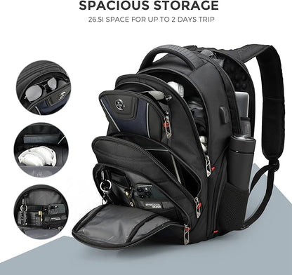 Swissdigital Design Men's Laptop Backpack for Man，Large Capacity Business Travel Backpack Black/Blue | J14-12