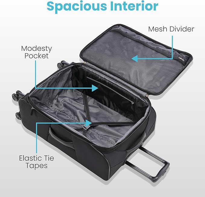American Tourister 4 KIX 2.0 Expandable Softside Luggage with Spinner Wheels, 24 SPINNER, CLASSIC BLUE