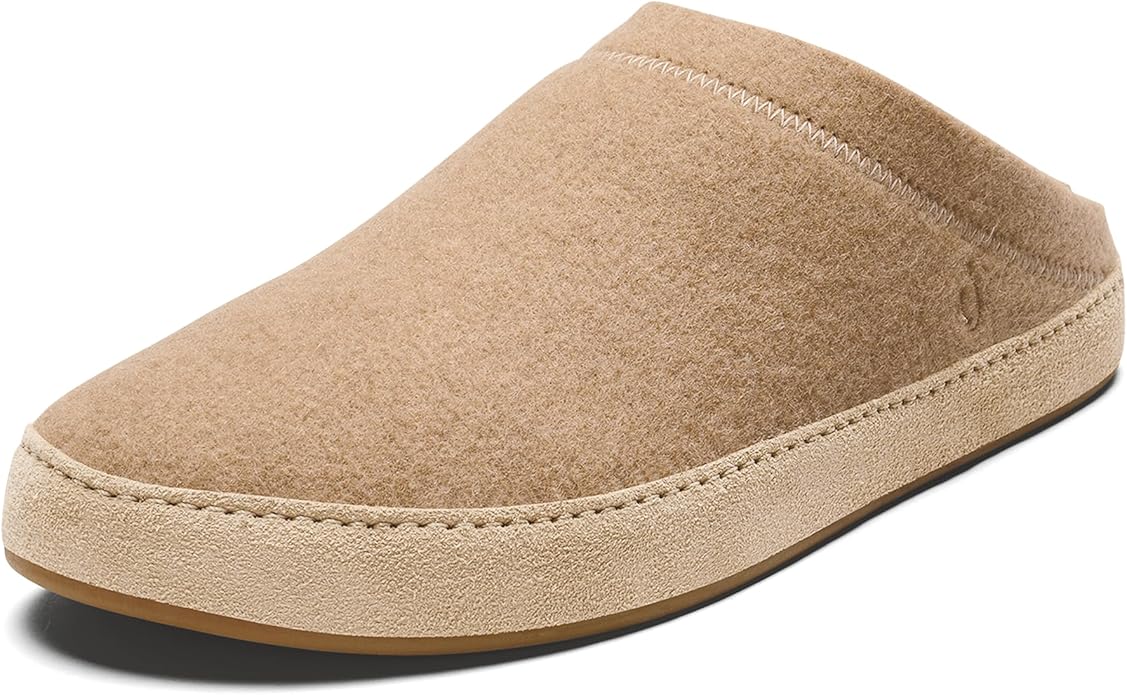 OLUKAI Hamani Hulu Men's Wool Mule Slippers, Soft & Comfortable Slippers with Premium Materials, Sheepskin Shearling & Italian Felt, All-Day Wear
