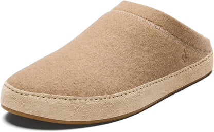 OLUKAI Hamani Hulu Men's Wool Mule Slippers, Soft & Comfortable Slippers with Premium Materials, Sheepskin Shearling & Italian Felt, All-Day Wear