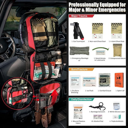 RHINO RESCUE Vehicle IFAK Trauma Kit with C-A-T Tourniquet, Tactical First Aid Kit Molle Pouch Black