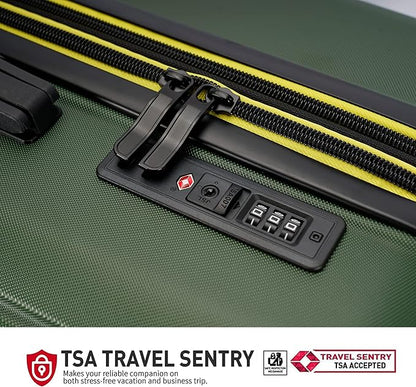 GinzaTravel ABS Luggage with TSA Locks,Large 28-Inch Expandable, and Friction-Resistant in dark green Spinner Suitcases