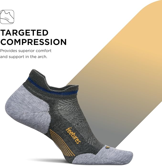 Feetures Elite Max Cushion No Show Tab Ankle Socks - Sport Sock with Targeted Compression