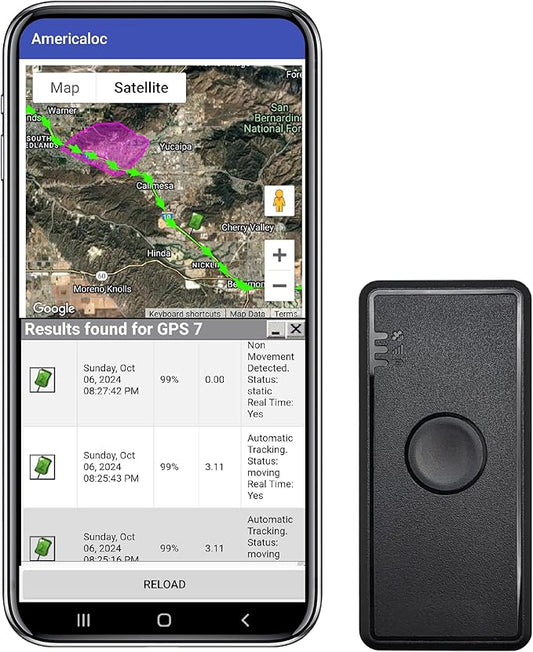 Americaloc Mini Seven GPS Tracker – Includes 4 Months of Free Service. Ultra-Long Battery. Vehicles, Assets & People. Rechargeable. Magnetic.