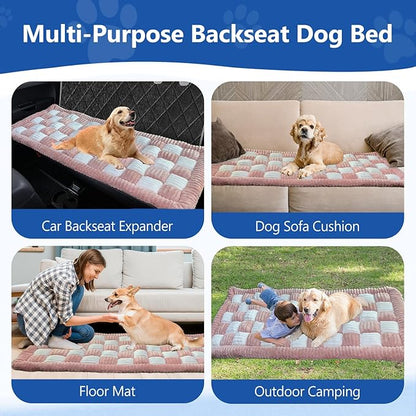 Thickened Dog Bed for Car Back Seat, Upgraded Bottom Non-Slip, Fits Hard Bottom car seat Cover for Dogs, Premium Mixed Color, Bog Car Seat Cover