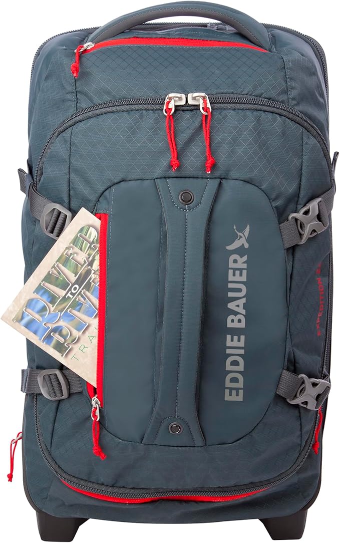 Eddie Bauer Expedition Rolling Duffel Bag with Wheels | Travel | Carry-On | Luggage | Rugged | Durable - Storm, 22"