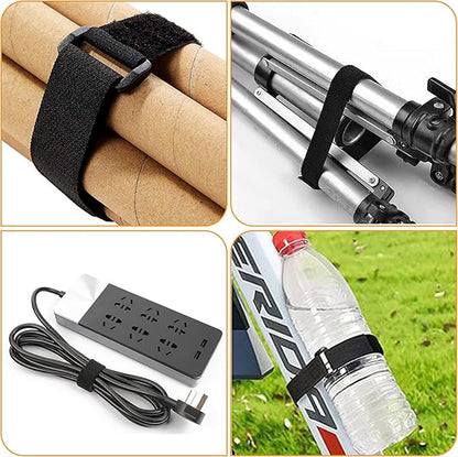 20Ft x 1" Adjustable Cable Straps with 30 Buckles, Hook and Loop Straps, Reusable Nylon Cable Ties for Cord Organiser, Organizer, Cable Tidy, Free Cut Length, Black