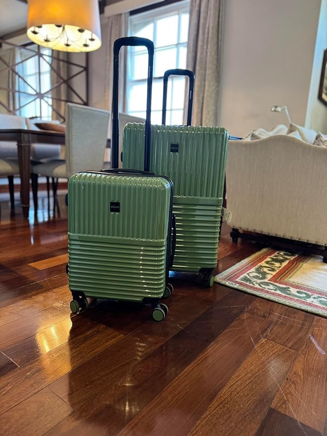 World Traveler Dejuno Tonal Lightweight Polycarbonate Hardside Expandable Spinner Luggage Suitcase with TSA Lock, Matcha, 2-Piece Set(20in,28in)