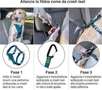 Kurgo Enhanced Strength Tru-Fit Dog Car Harness - Pet Travel Safety Harness - Crash Test Certified Fit - Five Point Adjustment - Secure Buckle - Padded Chest - Ink Blue - Large