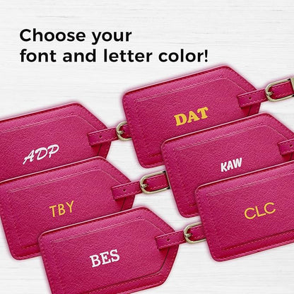Personalized Monogrammed Leather Luggage Tags - 3 Pack