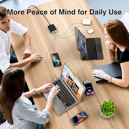 185W USB C Wall Charger, 6 Port Fast Charger Station PD GaN Charging Block Charger for iPhone 15/14/13/Compatible with MacBook Pro/Air iPad Pro,Laptop