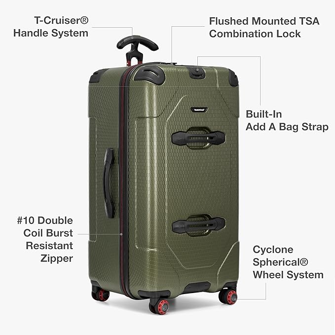 Traveler's Choice Maxporter II 30" Polycarbonate Hardside Trunk Luggage with Spinner Wheels, TSA Lock, Dark Green