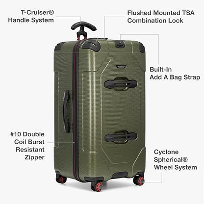 Traveler's Choice Maxporter II 30" Polycarbonate Hardside Trunk Luggage with Spinner Wheels, TSA Lock, Dark Green