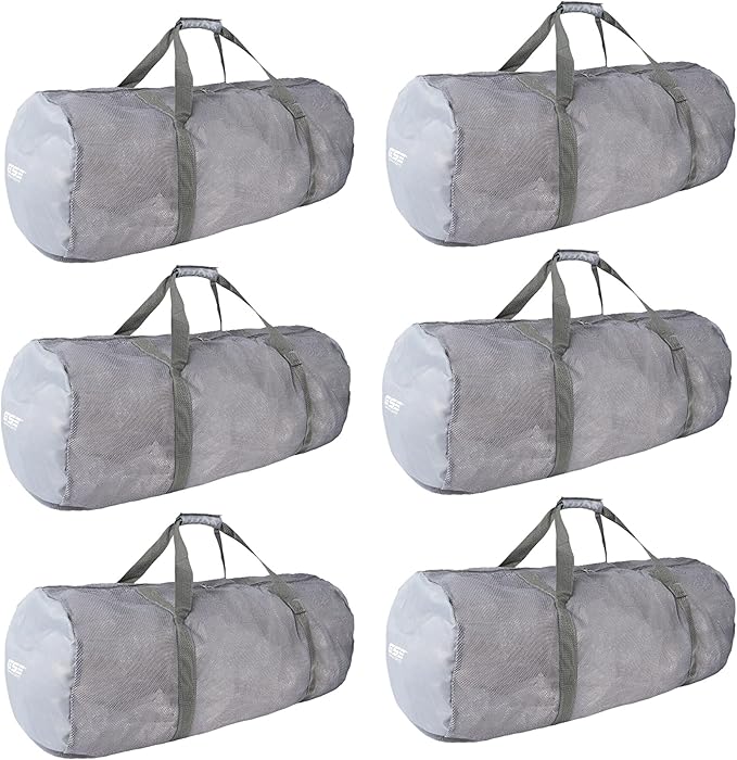 Grey Heavy-Duty Large Mesh Sports Duffle Bag, Dry Bag, Diving Equipment Scuba Bag with Zipper. Great for Gym Workout, Sport Balls Storage, Scuba Gear, Snorkeling, Water Sports and Travel