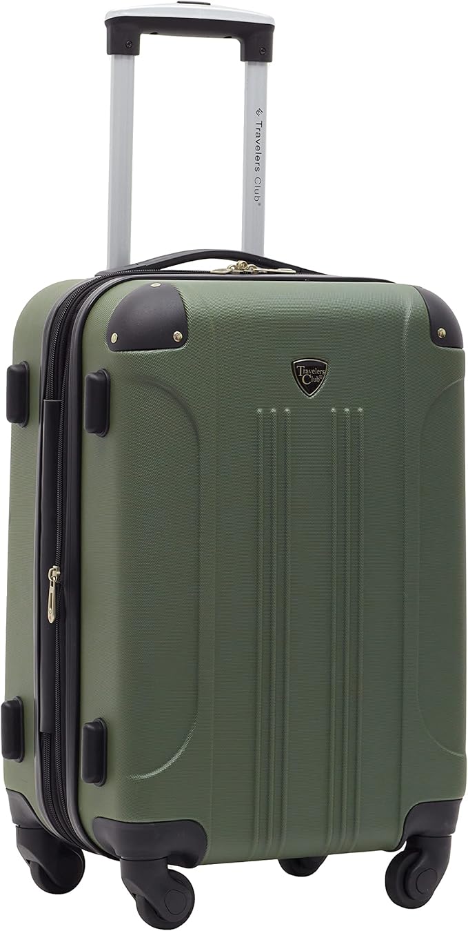 Travelers Club Chicago Expandable Luggage, Thyme Green, 20" Carry-On