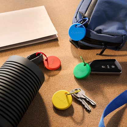 Chipolo POP Tracking Tag - Colorful, Compatible, Loud Bluetooth Tracker with Call Your Phone & Out of Range Alerts, Works with Apple Find My or Find Hub on Android - 4 Pack (Standard Mix)