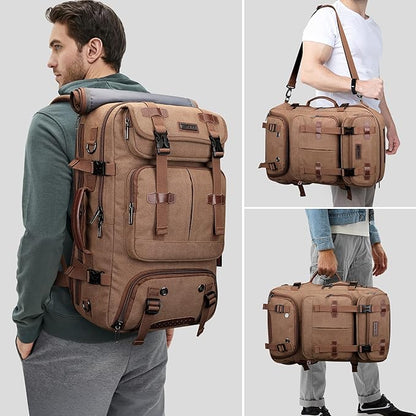 WITZMAN Travel Backpack for Men 40L Large Carry-on Airline Approved Convertible 3 in 1 laptop Bags Fit 17 inch(A8013 Brown)