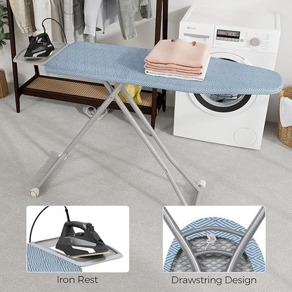 COSTWAY Foldable Ironing Board, 57" x 16.5" Heavy-Duty Ironing Stand w/ 7 Adjustable Heights, Iron Rest, Resistant Fabric, Sturdy Metal Legs, Compact & Space Saver Iron Table for Home, Laundry Room