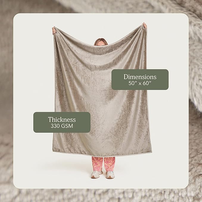 UnHide Lil Marsh Traveler - Travel Blanket - Faux Fur Blanket - Durable, Lightweight, Extra Soft Blanket - Taupe Ducky (50” x 60”)