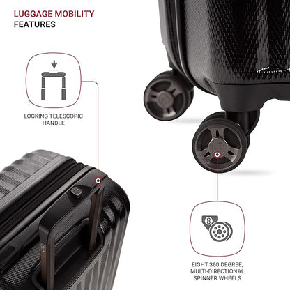 SwissGear 7272 Energie Expandable Hardside Luggage with Spinner Wheels and TSA Lock, Black, Checked-Large 27-Inch