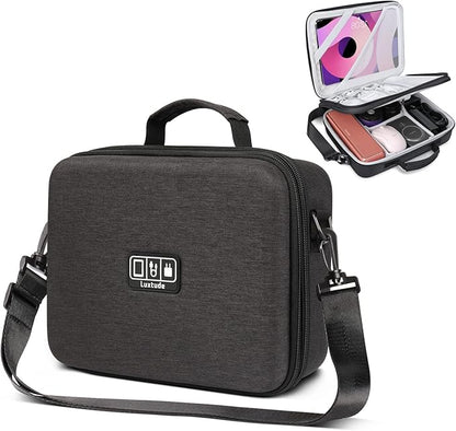 Luxtude Electronic Organizer Travel Case Large, Hard Case for Electronics, Sturdy Tech Organizers, Travel Cable Bag with Shoulder Strap, Hard Charger Organizers, Fits for iPad(Up to 11’’), Tech Gifts