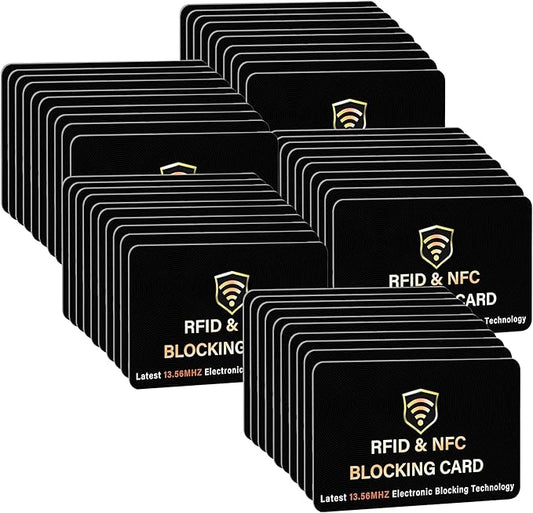 SaiTech IT 50 Pack RFID Blocking Card, One Card Protects Entire Wallet Purse, NFC Contactless Bank Debit Credit Card Protector ID ATM Guard Card Blocker–(Black)