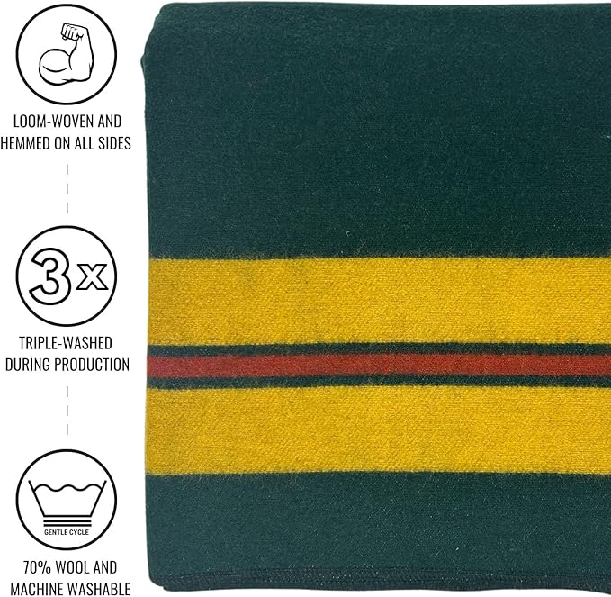 Arcturus Rainier Wool Blanket - Warm, Heavy, Washable, Large Bed Blanket | Great for Home & Camping (Fort Vancouver, King)