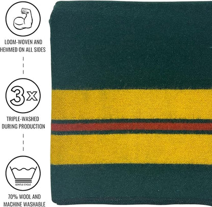 Arcturus Rainier Wool Blanket - Warm, Heavy, Washable, Large Bed Blanket | Great for Home & Camping (Fort Vancouver, King)