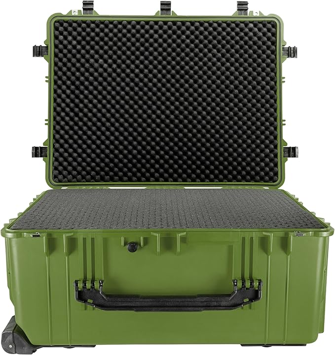 Eylar 31.5" X-Large Protective Roller Hard Case for Cameras, Drones, Tools, and AV Equipment with IP67 Waterproof, Shock Resistant, and Customizable Foam Inserts (OD Green)