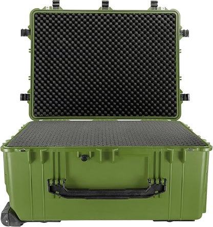 Eylar 31.5" X-Large Protective Roller Hard Case for Cameras, Drones, Tools, and AV Equipment with IP67 Waterproof, Shock Resistant, and Customizable Foam Inserts (OD Green)