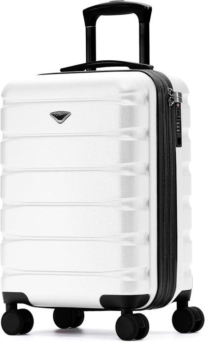 Flight Knight 21.5x15.5x9" Expandable Carry On Suitcase Hardside TSA Lock & USB C Port Lightweight Luggage Silent Double Spinner Wheels Maximum Canada Air Overhead Carry-On Bag Many Airlines Approved