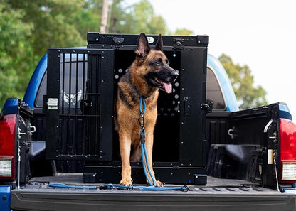 Heavy Duty Fully Collapsible Powder-Coated Aluminum Dog Crate - Large (Black)