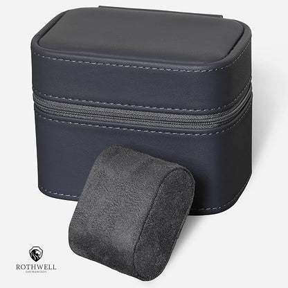 ROTHWELL 2 Watch Travel Case Storage Organizer for 2 Watches | Watch Case for Men and Women | Tough Portable Protection w/Zipper Fits All Wristwatches & Smart Watches Up to 50mm (Carbon)
