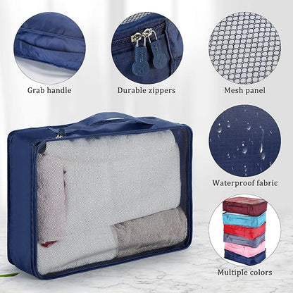 Tudomro 12 Pcs Large Packing Cubes Luggage Organizers for Suitcase Mesh Travel Organizer Bags Travel Packing Organizers for Traveling Camping Hiking