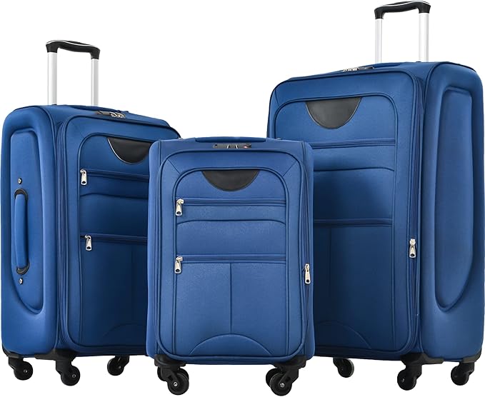 Luggage Sets 3 Piece Softside Expandable Lightweight Durable Softshell Suitcase Sets Spinner Wheels TSA Lock