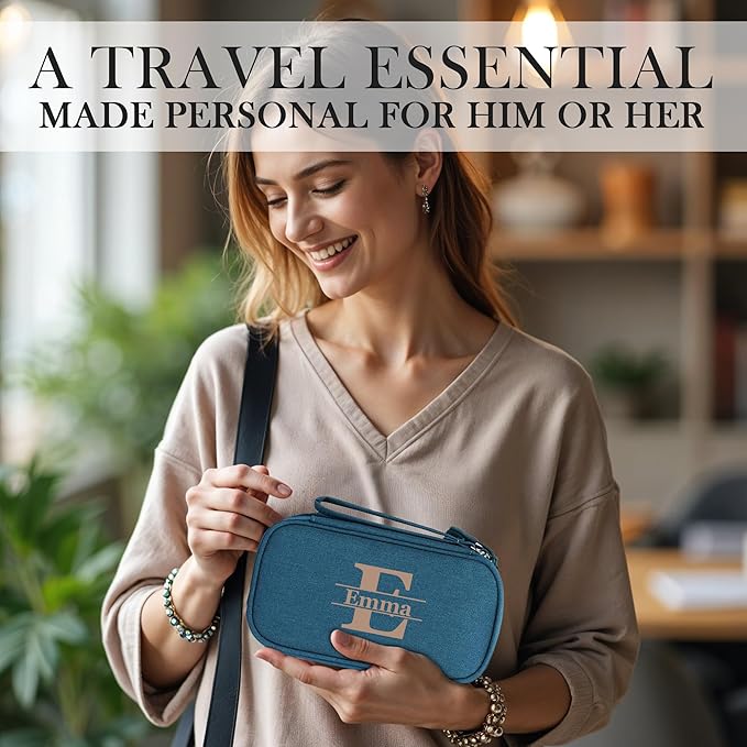 Personalized Electronics Organizer Travel Case – Custom Name Compact Cable Storage Bag for Chargers, Cords, USB Flash Drives – Waterproof Tech Pouch for Travel, Business and Daily Organization- Green