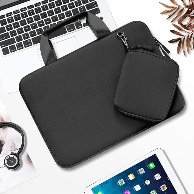 MOSISO Laptop Case 14 inch, Laptop Sleeve Bag Compatible with HP Lenovo Dell ASUS Acer, HP Stream, Dell Latitude, Lenovo IdeaPad, Neoprene Carrying Computer Bag with Handle&Detachable Small Case,Black
