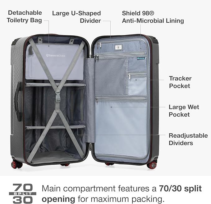 Traveler's Choice Maxporter II 30" Hardside Spinner Trunk Luggage, TSA Lock, Gray