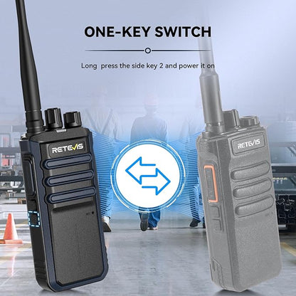 Retevis RT86A Long Range Walkie Talkies, GMRS 2 Way Radio Earpiece with Mic, High Power Two Way Radio, Durable, Group Call, for Industrial Warehousing(10 Pack)